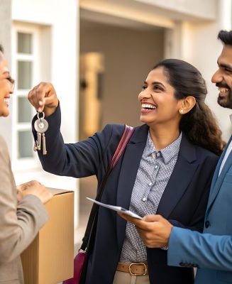 keys-realtor-handshake-couple-moving-new-house-property-investment-mortgage-success